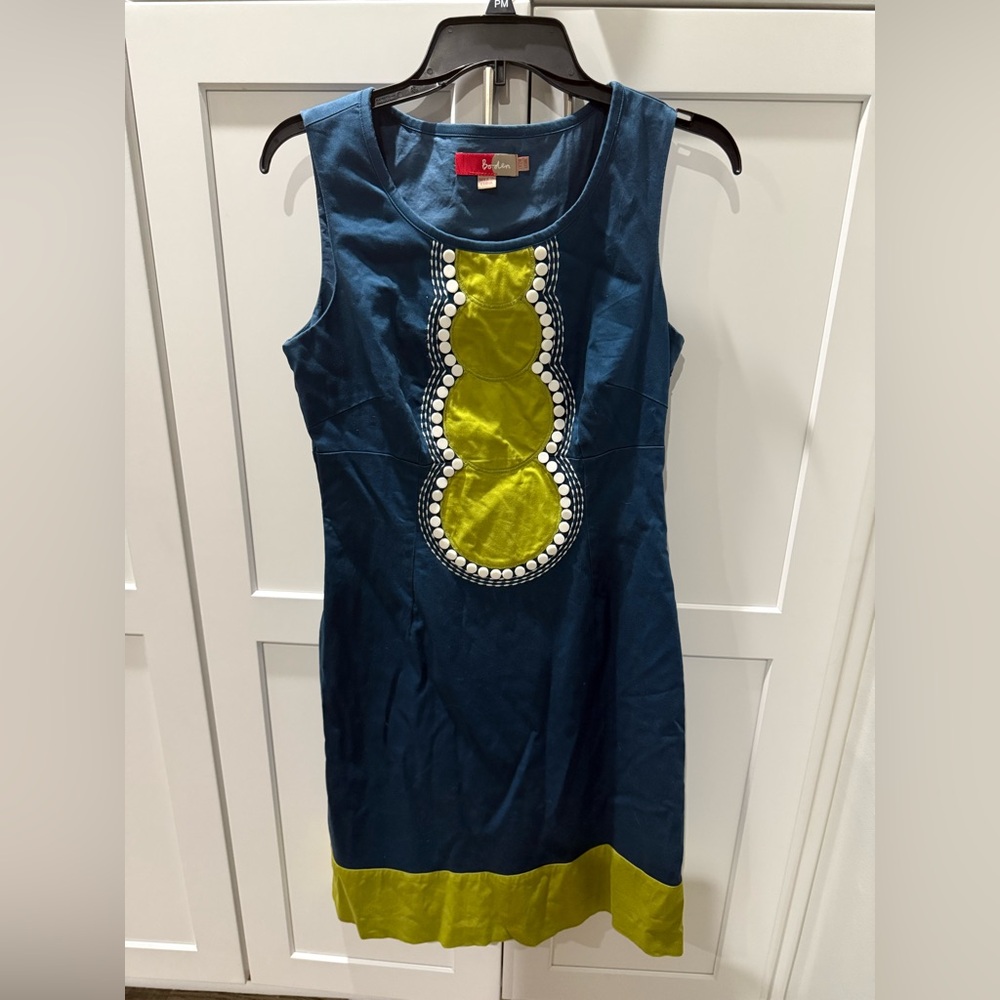 Boden Navy Dress with Green Accents